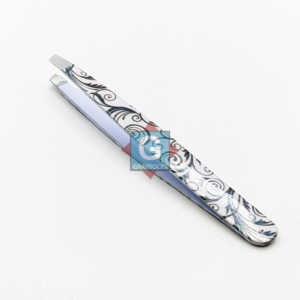 Pinzas para Cejas de Acero Inoxidable con Punta Cuadrada, Diseño Clásico en Blanco y Negro, Herramienta de Belleza Duradera - Product Image 1