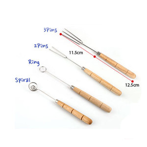 Tenedor para Bañar en Chocolate, Acero Inoxidable de Grado Alimenticio, Mango de Madera Natural, Ecológico, Solo Lavar a Mano, Anillo Espiral de 2 y 3 Puntas - Product Image 6