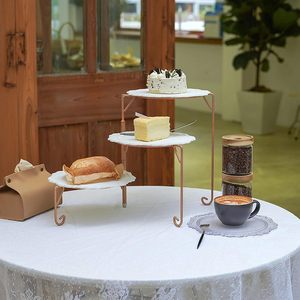 Aluminium <b>Rotating</b> Multi-Layer <b>Cake</b> <b>Stand</b> Foldable Wrought Dessert Display Ladder Cupcake Rack with Pastry Serving Tray - Product Image 2
