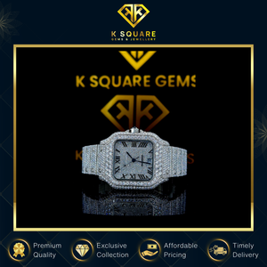 Reloj de Lujo Elegante de Buena Calidad con Movimiento de Cuarzo Automático Analógico VVS de Acero Inoxidable Resistente al Agua con Diamantes Moissanite - Product Image 3