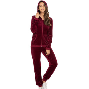 Ensemble de survêtement court en velours uni pour femme, style streetwear, avec sweat à capuche zippé et pantalon de survêtement doublé polaire – Vente en gros personnalisée pour l'hiver - Product Image 6