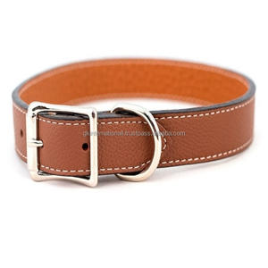 Collar de perro de cuero genuino hecho a mano personalizado de alta calidad con hardware ajustable niquelado de lujo en todos los tamaños y colores - Product Image 3