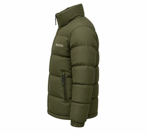Men's Black Puffer <b>Jacket</b> Stand Collar Zipper Windproof Thick Polyester <b>Winter</b> Loose Fit Regular Length - Product Image 5