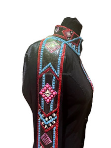 Rétro personnalisé Western Pleasure chemise de spectacle noire pour les femmes personnalisé rodéo reine équitation porter rétro Rail chemise - Product Image 3