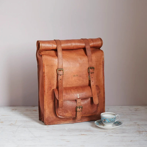 Genuine <b>Leather</b> Roll Top <b>Backpack</b> Vintage Style Durable Softback with Buckle Closure Unisex <b>Laptop</b> Compartment 20-39Litre Should - Product Image 2