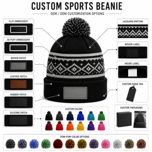 Gorro de Punto Personalizable con Pompones, Bordado 3D y Letras con Impresión en Relieve de Goma, 100% Acrílico, Unisex, para Adultos, Gorro de Invierno - Product Image 5