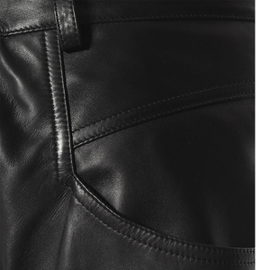 Jupe décontractée pour femmes en cuir véritable, idéale pour les soirées, avec taille élastique, poches et design plissé - Product Image 5