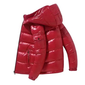 Blouson matelassé rouge à capuche pour homme, fermeture éclair, coupe-vent, manteau d'hiver décontracté, coupe ajustée, extérieur en polyester, longueur standard 2026 - Product Image 2