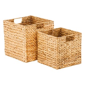 Panier en jacinthe d'eau de qualité supérieure pour le rangement, panier tissé bohème naturel pour organiser les essentiels de la maison, du bureau et du placard - Product Image 3