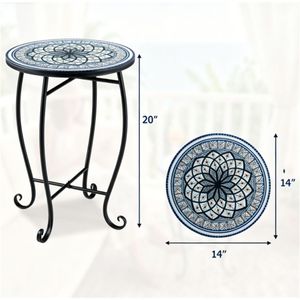 Table d'appoint décorative robuste blanche à base en X pour intérieur, extérieur, patio, jardin et salon - Product Image 4