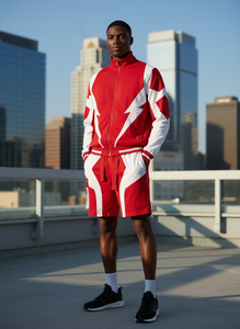 New Arrival <b>Jacket</b> Windbreaker Tracksuit Print Zip up Nylon Two Piece Windbreaker Short Set <b>Men</b> - Product Image 6