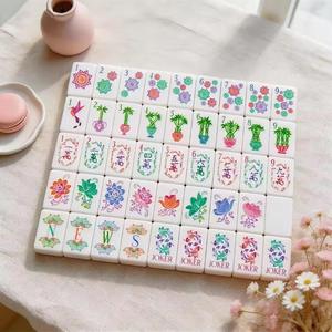 <b>Resin</b> <b>Crafts</b> Custom Luxury Mahjong Set UV Printed Engraved Mini Travel 2 3 4 Layer Acrylic 166 American Christmas Mahjong Tiles - Product Image 3