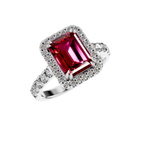 Personnalisable 14K 18K Or Rubis Solitaire Halo Bague IGI Certifié Taille Émeraude Bijoux De Mariage Prix Compétitif En Gros En Vrac