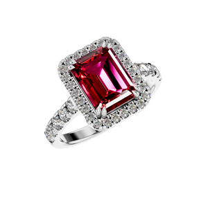 Personnalisable 14K 18K Or Rubis Solitaire Halo Bague IGI Certifié Taille Émeraude Bijoux De Mariage Prix Compétitif En Gros En Vrac - Product Image 5