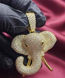 Elephant Pendant 22K Gold Plated <b>Crystal</b> Rhinestone Micro Pave Unisex Luxury <b>Animal</b> Charm Everyday Wear - Product Image 3