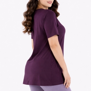 T-shirt uni pour femme, manches courtes, doux, décontracté, basique, léger, à porter au quotidien, coupe ample, chemise décontractée pour femme - Product Image 3