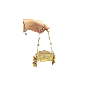 Pochette de luxe en cuir synthétique perlé avec doublure en satin, fermeture à fermoir, taille mini pour femme, occasions mariage et festivals - Product Image 5