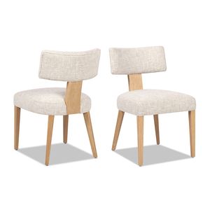 Set di 2 Sedie da Pranzo Louise in Ciniglia Beige Travertino con Schienale Diviso Imbottito - Product Image 4