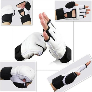 Guantes de Gimnasio Blancos de Medio Dedo, de Cuero PU, con Correa Ajustable para la Muñeca, para Levantamiento de Pesas y Entrenamiento Físico - Product Image 4