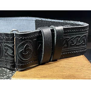 Ceinture écossaise en cuir noir avec motif de nœud celtique en relief, ceinture écossaise de haute qualité 100% cuir - Product Image 4