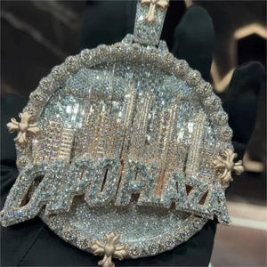 Collier pendentif hip-hop personnalisé plaqué rhodium avec finition haute brillance de laboratoire, cadeau - Product Image 1