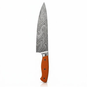 Cuchillo de Chef de Acero de Damasco Forjado a Mano con Mango de Madera Duradera, Hoja de Acero con Patrón Premium, Punta Caída, Personalizable para Cocina - Product Image 5