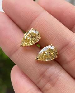 Yellow Pear Cut Moissanite Stud <b>Earrings</b> – Velaboo 14K Gold – Canary Diamond Look Teardrop <b>Fine</b> Jewelry – Luxury Wedding Gift - Product Image 1