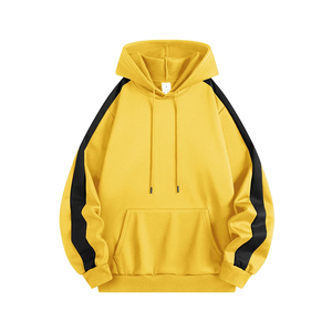 Custom Logo <b>Mens</b> Contrast Stripe Hoodie Heavy Cotton Fleece White Red <b>Pullover</b> Sweatshirt High Quality Vendor Blank - Product Image 6