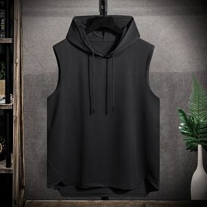 Mens Solid Zipper Winter Athletic Fitness Sleeveless Gym <b>Hoodie</b> Workout <b>Bodybuilding</b> Shirt - Product Image 6