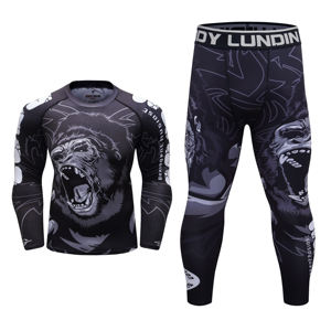 Conjunto de Camiseta y Pantalones Cortos Deportivos de Compresión para Hombre, con Estampado de Gorila, Protección UV UPF50+, de Secado Rápido, en Spandex y Poliéster - Product Image 6