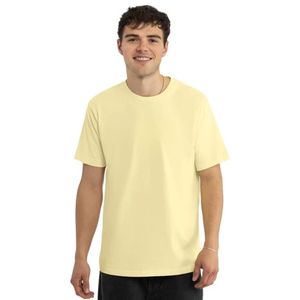 T-shirt Homme Jaune Clair Uni Col Rond Manches Courtes Coton Doux Décontracté Coupe Ample Respirant Été Streetwear Personnalisable - Product Image 1