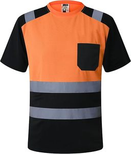 เสื้อเชิ้ตทำงานนิรภัยแบบมองเห็นได้ชัดเจนสำหรับผู้ชาย พิมพ์ลายโลโก้ตามสั่ง ผลิตจากโพลีเอสเตอร์ 100% ป้องกันรังสียูวี ป้องกันไฟฟ้าสถิตย์ กันน้ำ ได้รับการรับรองมาตรฐาน CE รับผลิตแบบ OEM - Product Image 1