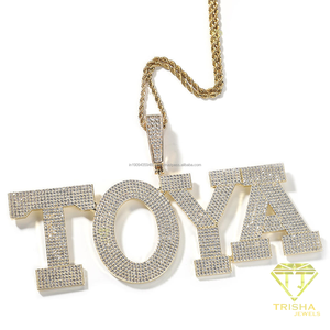 Custom TOYA Pendant Necklace Silver Tone Moissanite Letter Jewelry Sparkling <b>Name</b> <b>Chain</b> Necklace Personalized Hip Hop Fashion - Product Image 3