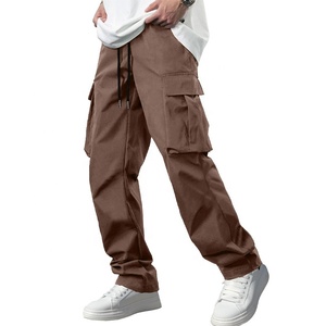 Jogger en toile léger taille moyenne pour hommes Pantalon cargo respirant décontracté avec fermeture éclair et poches - Product Image 2
