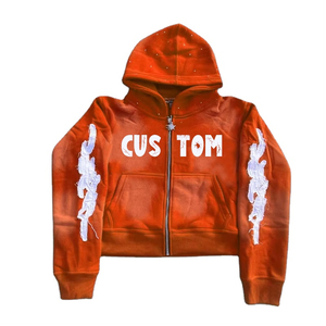 Custom 220 GSM Knitted Fleece Oversized <b>Men's</b> Hoodie 100% Cotton Heavyweight Winter <b>Pullover</b> Acid Wash Distressed Front Logo - Product Image 3