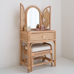 Flower design rattan dresser desk hand-crafted kid make up <b>tables</b> solid wood <b>dressing</b> <b>table</b> - Product Image 2