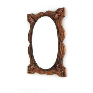 Traditional Wooden Oval <b>Wall</b> Mirror With <b>Leaf</b> Carving Handmade <b>Decorative</b> Frame - Product Image 4