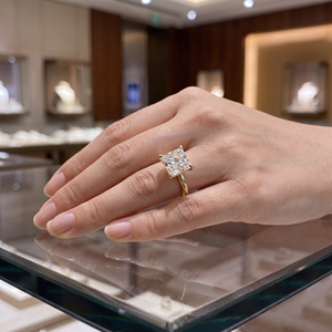 Bague de fiançailles personnalisée en diamant de laboratoire taille princesse VVS, certifiée IGI, en or jaune 14 carats, solitaire, bijoux de luxe pour femmes - Product Image 2