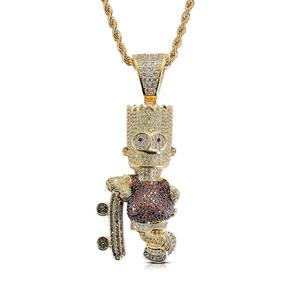 Pendentif créatif en forme de personnage de dessin animé plaqué or, serti de moissanite, collier hip-hop pour hommes et femmes - Product Image 4