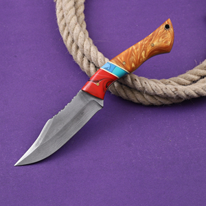 Cuchillo Bowie Hecho a Mano con Borde Biselado, Acero 1095, Espiga Completa, Mango de Resina, Funda de Cuero, para Caza, Camping, Personalizado, OEM, Táctico - Product Image 2