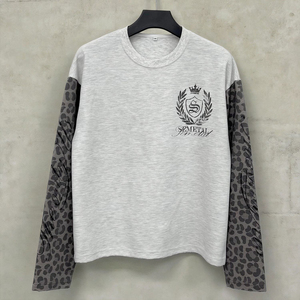 Wholesale Drop Shoulder Oversized Boxy Fit T-<b>Shirts</b> Vintage Leopard Printed <b>Waffle</b> Tshirt 100% Cotton Men's Long Sleeve <b>Shirts</b> - Product Image 3