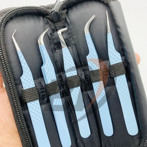 Pinzas Profesionales para Extensión de Pestañas de Color Azul Bebé, Personalizadas OEM, Aplicador de Pestañas con Punta Puntiaguda para Belleza - Product Image 2
