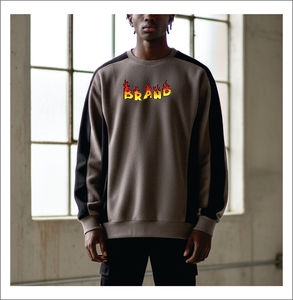 เสื้อสเวตเชิ้ตคอโอ แขนยาว ผ้าฝ้ายฟลีซ ทรงโอเวอร์ไซส์ ปักลาย สำหรับผู้ชาย รุ่นใหม่ล่าสุด ใส่ได้ทั้งลำลองและฤดูหนาว ไหล่ตก - Product Image 1