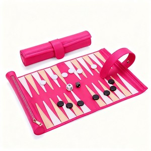 Handmade Luxury Leather Foldable Eco-Friendly Roll <b>Backgammon</b> Set Portable Travel <b>Board</b> Game Dice Chips Premium Leather - Product Image 1