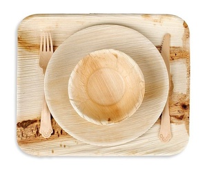 Assiettes en feuilles de palmier compostables résistantes à la chaleur pour la restauration, 5 pouces, formes rondes, assiettes pour aliments chauds, vaisselle biodégradable - Product Image 1