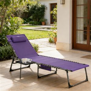 Sedia a Sdraio Viola per Esterni, Ideale per Prendere il Sole e per l'Uso in Cortile - Product Image 1