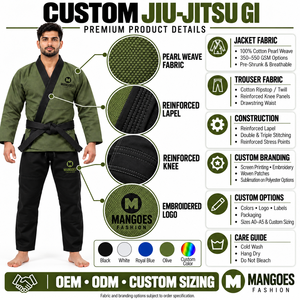 Kimono de Jiu-Jitsu Brésilien Personnalisé avec Logo pour Hommes – Uniforme BJJ Léger Pré-rétréci pour Compétition et Entraînement – Vente en Gros Direct Usine - Product Image 6