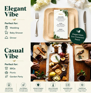 Square Palm Leaf Reusable <b>Disposable</b> <b>Plates</b> Eco-Friendly Biodegradable Party Takeaway Traditional Style - Product Image 4