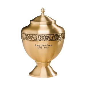 Hand Engraved Floral Pattern Brass Cremation Urn Elegant European/American Style <b>Memorial</b> <b>Keepsake</b> for Pet - Product Image 2