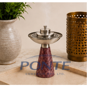 Quemador de Incienso Árabe Moderno de Lujo con Base de Resina y Tapa de Metal Plateado, Mabkhara para Oud e Incienso, Regalo Perfecto para Ramadán y Eid - Product Image 3